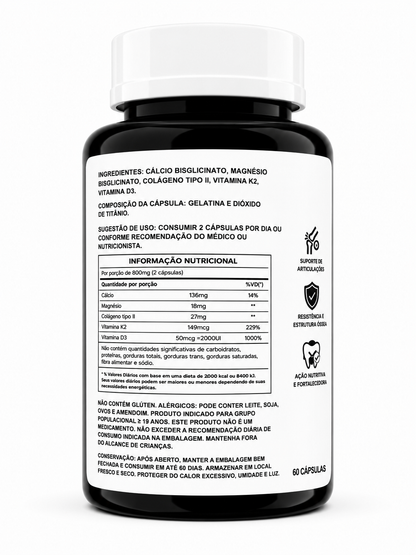BONE+ | Colágeno Tipo II + Cálcio + Magnésio + Vitaminas K2 e D3