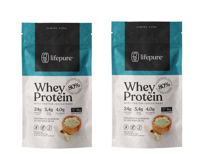 Kit: 2kg Whey Protein Concentrado  - LifePure Nutrition