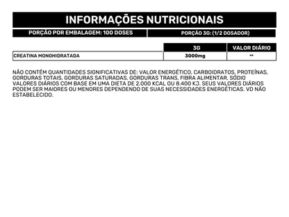Kit: 3 Creatina Monohidratada Pote 300g - 100% Pura - LifePure Nutrition