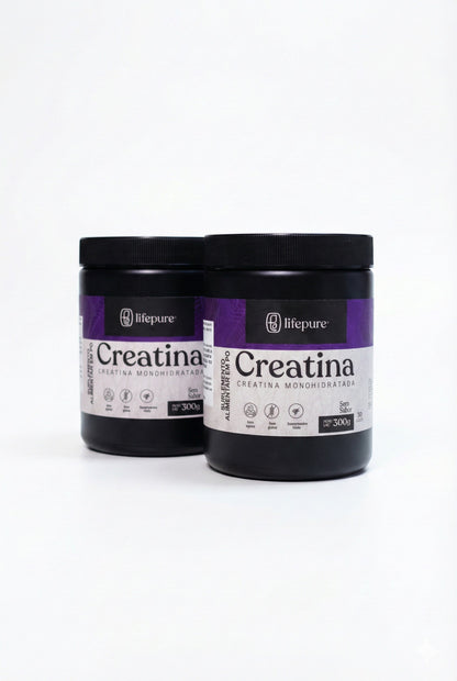 Kit: 2 Creatina Monohidratada Pote 300g - 100% Pura - LifePure Nutrition