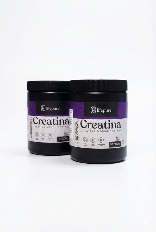 Kit: 2 Creatina Monohidratada Pote 300g - 100% Pura - LifePure Nutrition