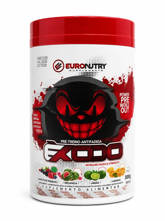 Pré-Treino Êxodo Euronutry Frutas Vermelhas 300g Com Cafeína