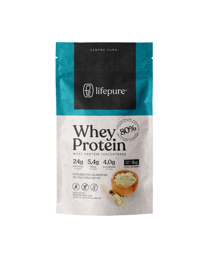 Whey Protein Concentrado 80% 1kg Sabor Natural